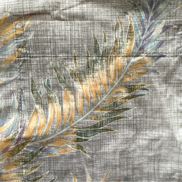 Tori Richard Button Down Hawaiian Shirt Mens Large Palm Leaf Print Gray - Picture 6 of 9